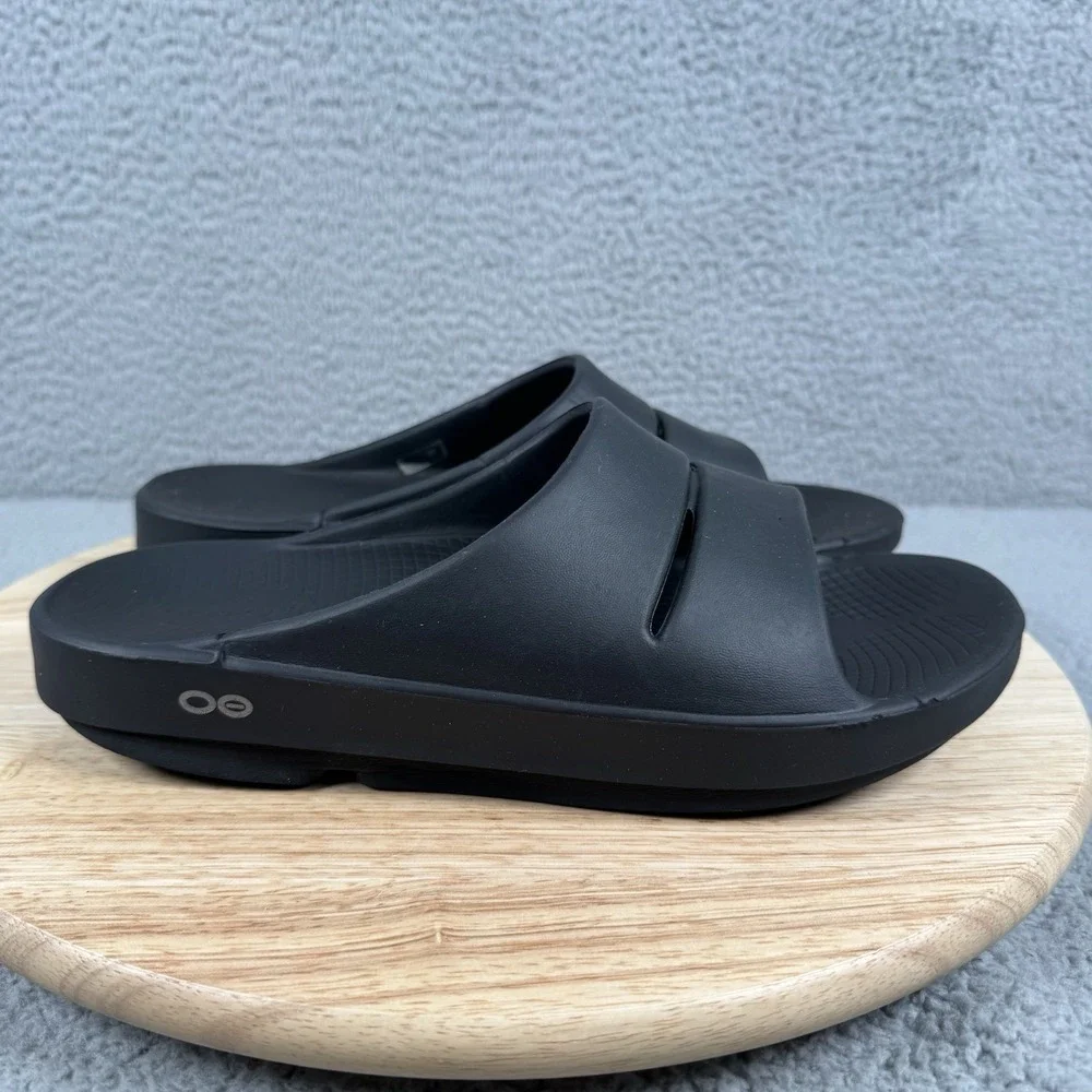 Oofos Ooahh Mens‎ 8 Womens 10 Black Slide Sandals Recovery Orthopedic Slip On